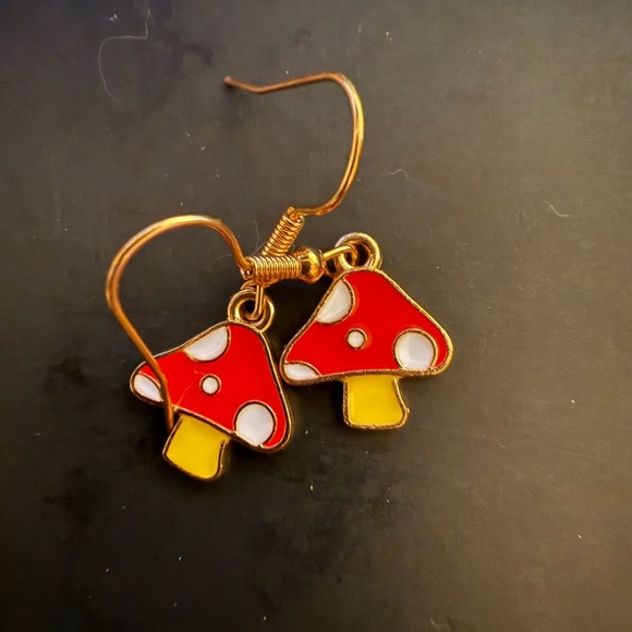 *BOGO* Mushroom Earrings for Kids - Red and Yellow - Picture 1 of 1